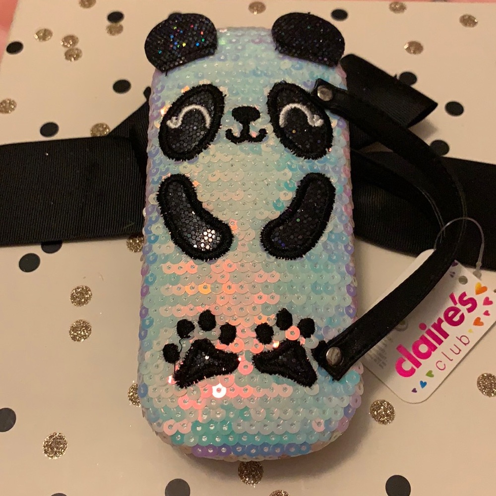 NWT! Kids Cutest Panda Sequin Eye Glass Case